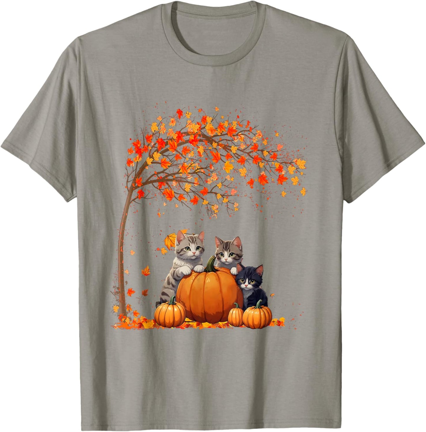 It's Fall Y'all Cat Leaf Fall Tree Hello Autumn Thanksgiving T-Shirt - T-Shirt | Sand