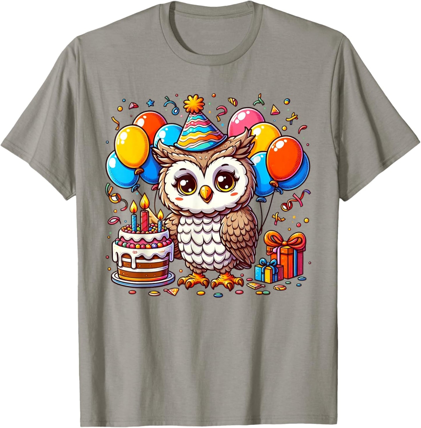 Owl Kids Birthday Party Boy Bday Girl Candles T-Shirt - T-Shirt | Sand