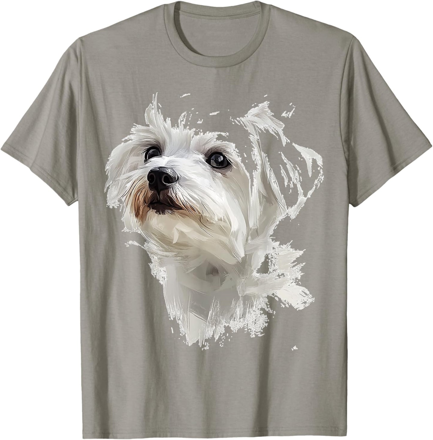 Maltese Dog Motif Pet Illustration Maltese T-Shirt - T-Shirt | Sand