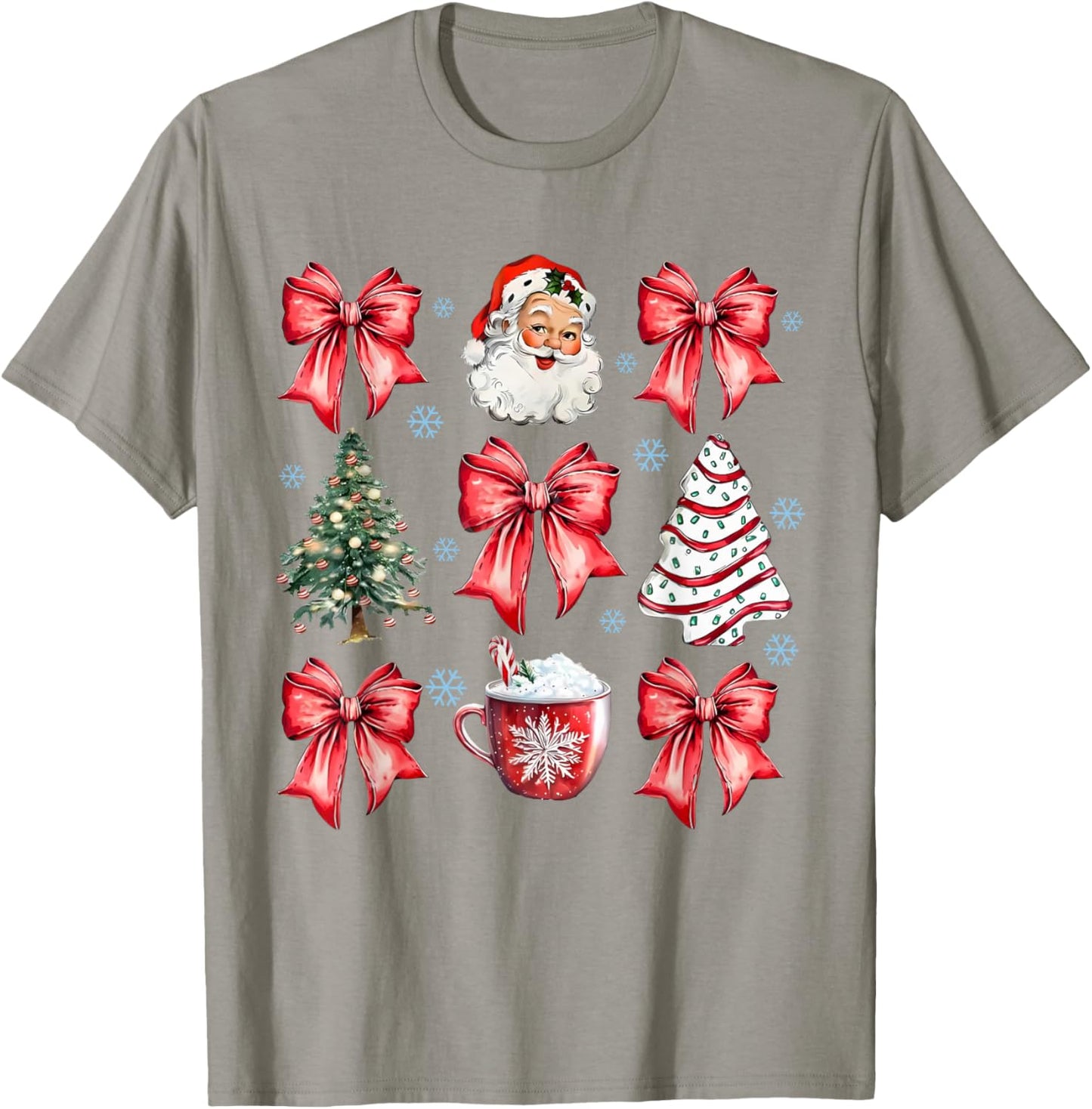 Red Coquette Christmas Vintage Santa Xmas Tree Cake Party T-Shirt - T-Shirt | Sand