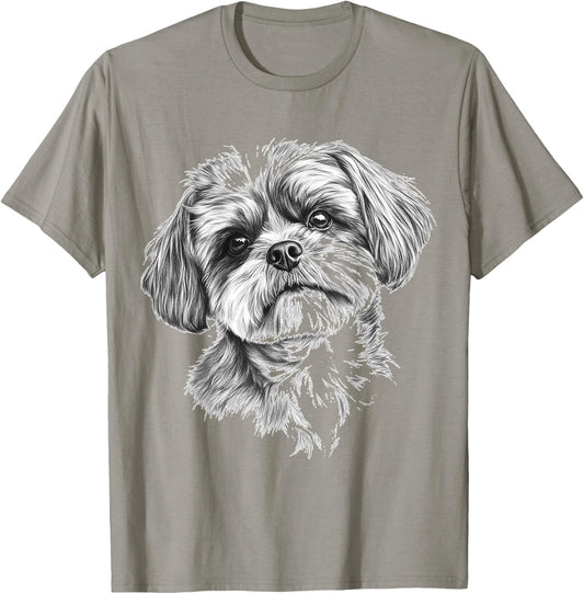 Shih Tzu Dog Motif Pet Illustration Shih Tzu T-Shirt - T-Shirt | Sand