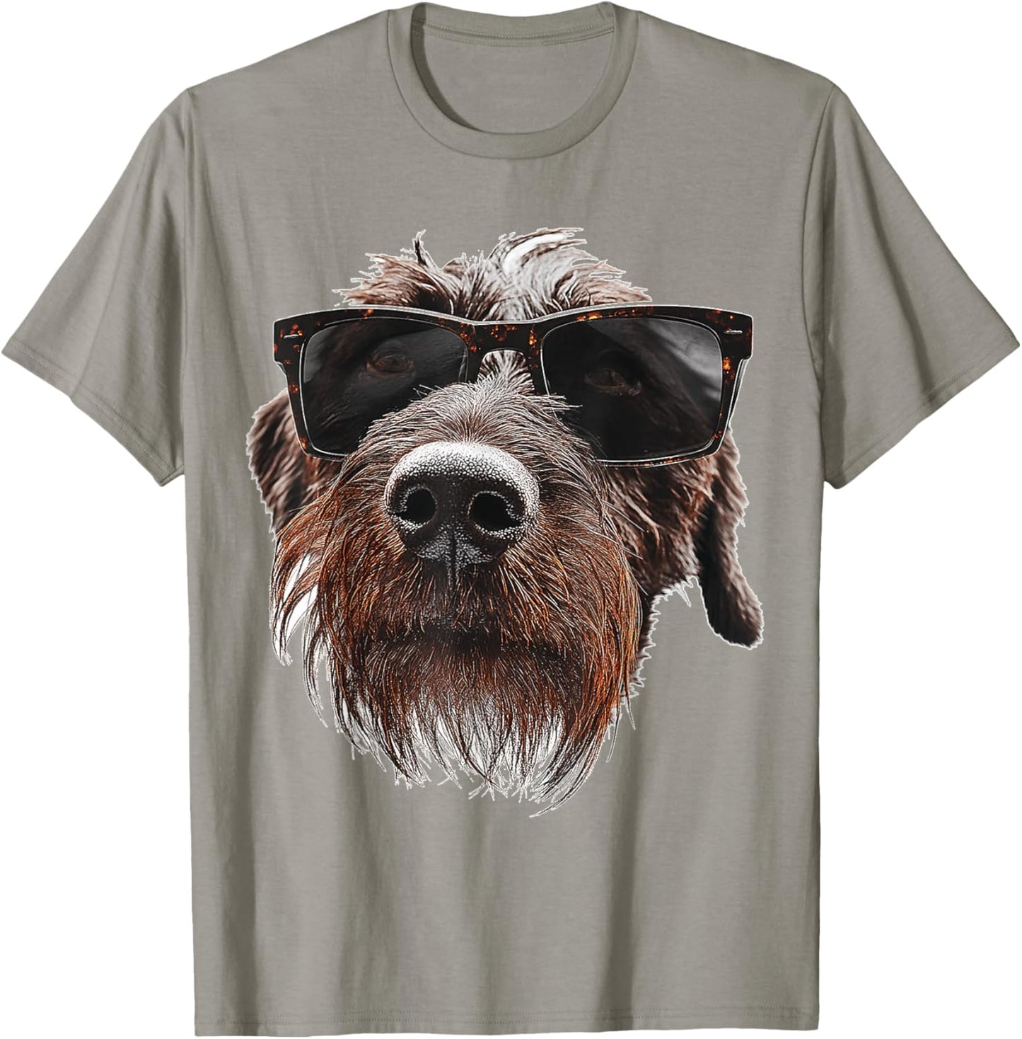 German Wirehaired Pointer Dog Graphic Pet Illustration T-Shirt - T-Shirt | Sand