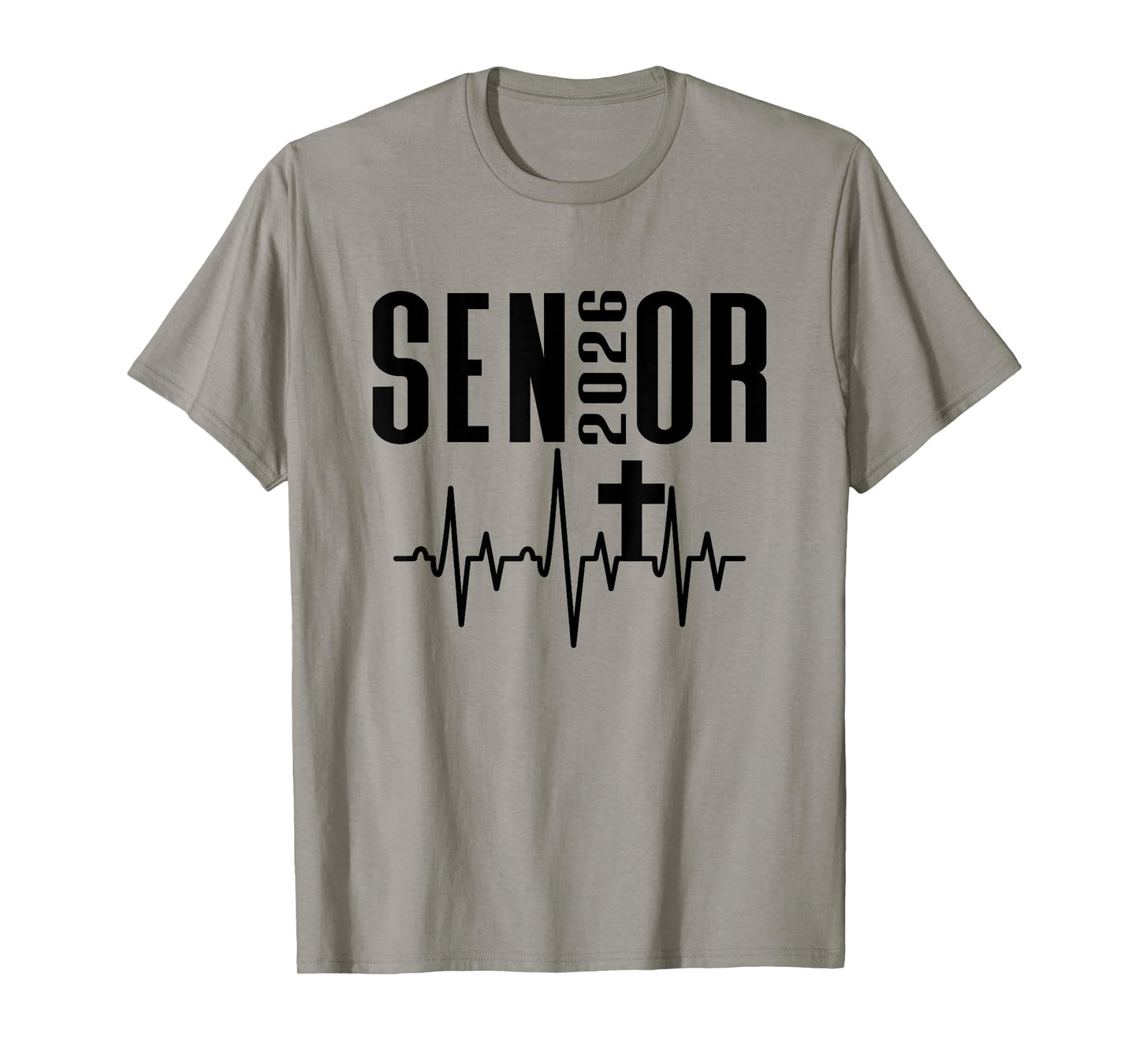Senior 2026 Cross Heartbeat Christian Design Class of 26 T-Shirt