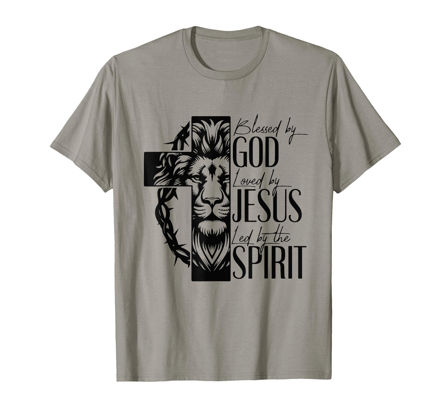 Lion Blessed by god loved by jesus led by the spirit T-Shirt