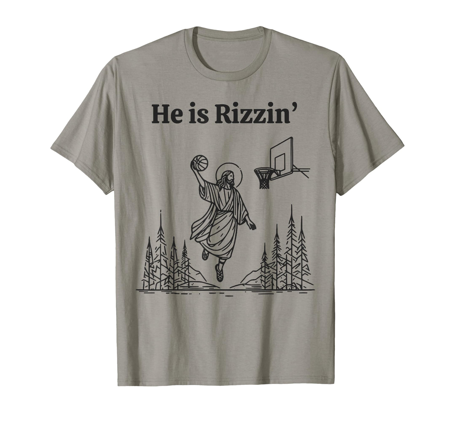 He Is Rizzin Shirt Basketball Jesus Funny Easter Christian T-Shirt