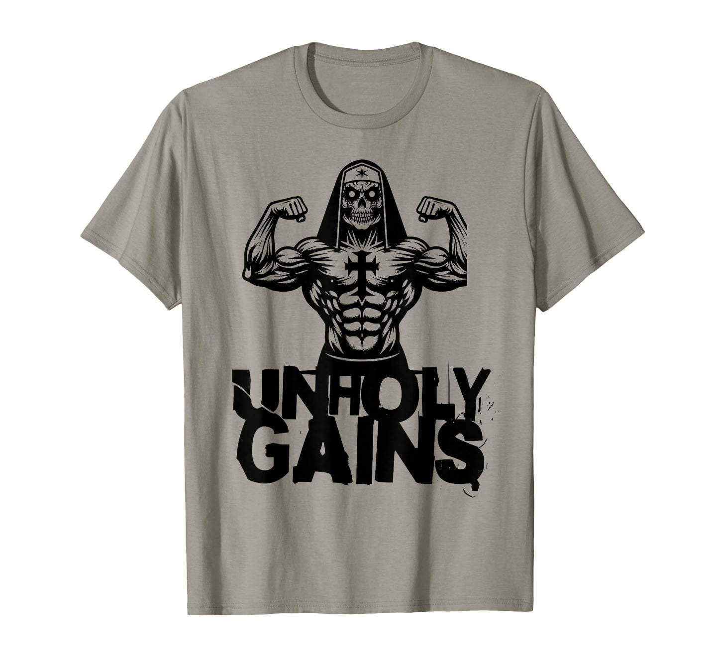 Unholy Gains Satanic Workout Devil Worship Nun T-Shirt