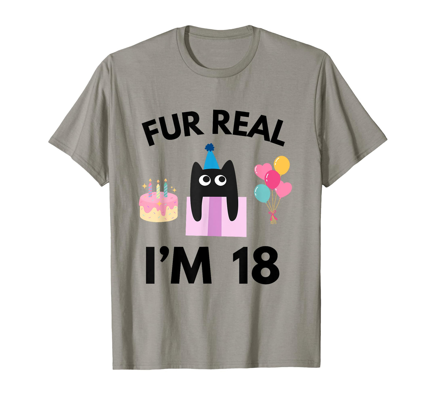 Fur Real Cat Birthday 18 Years Old Cat Lover 18th B-day T-Shirt
