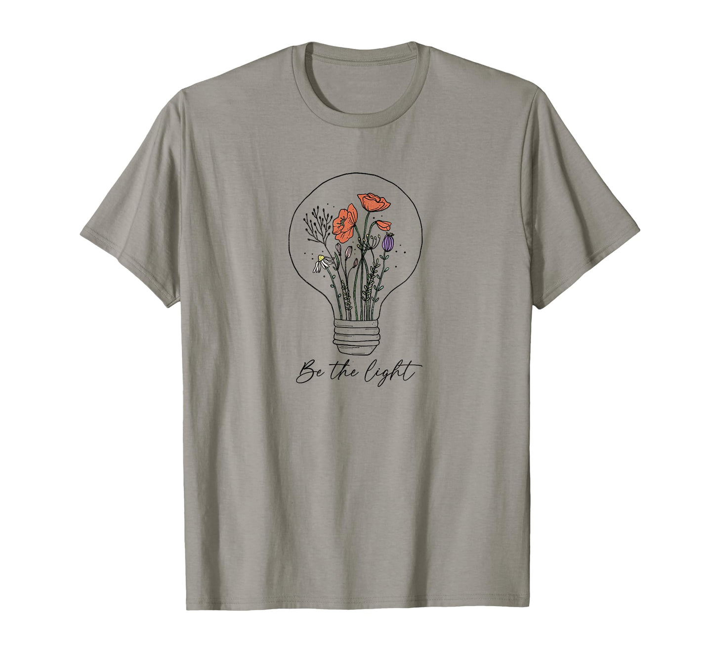 Be The Light Floral Lightbulb Doodle T-Shirt