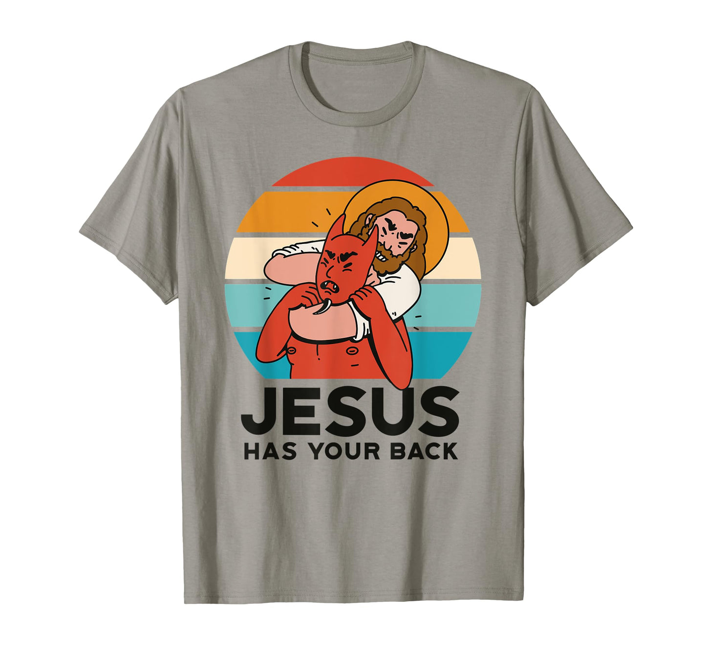 Jesus Has Your Back The Devil Sunset Graphic Funny Christian T-Shirt