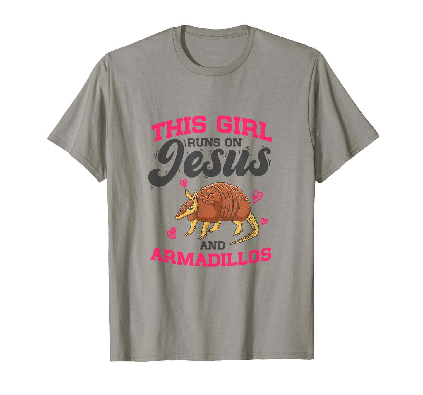 Armadillo Lover - This Girl Runs On Jesus And Armadillos T-Shirt