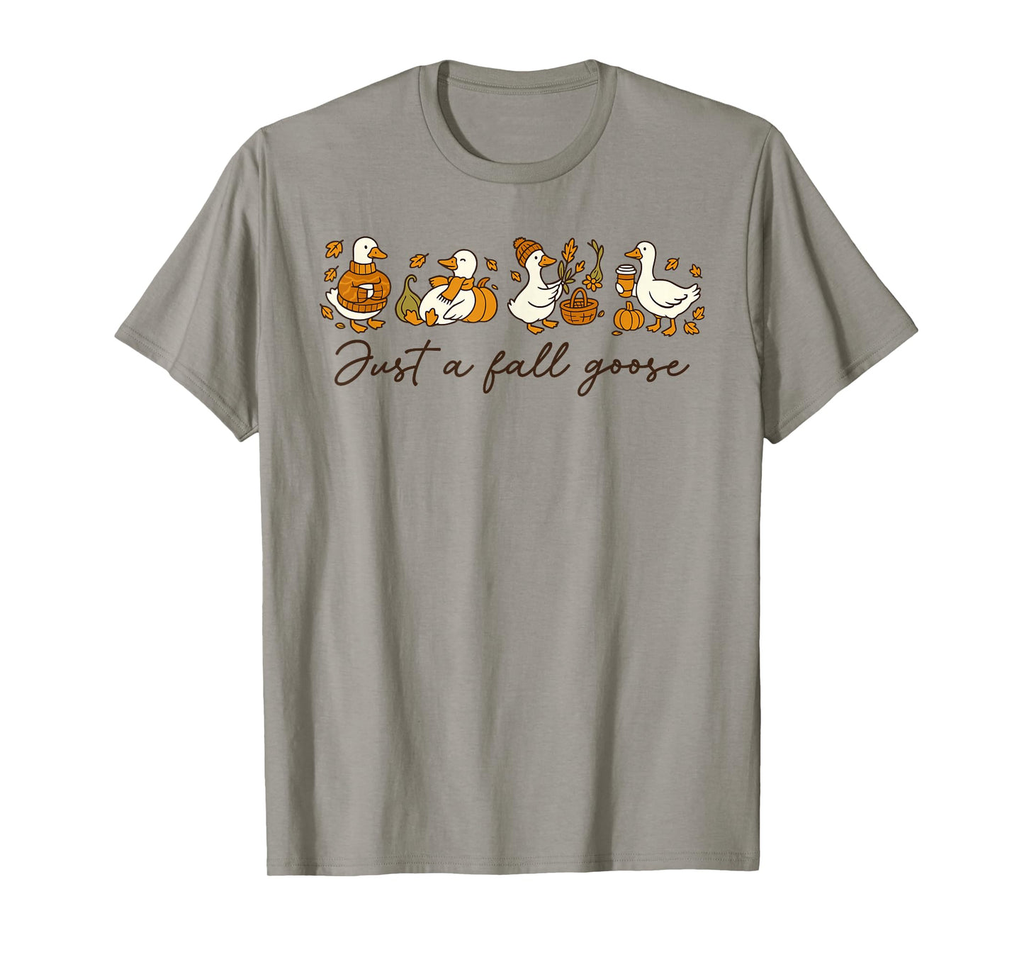 Just A Cozy Goose Fall Vibes Autumn Pumpkin Funny Cozy Goose T-Shirt