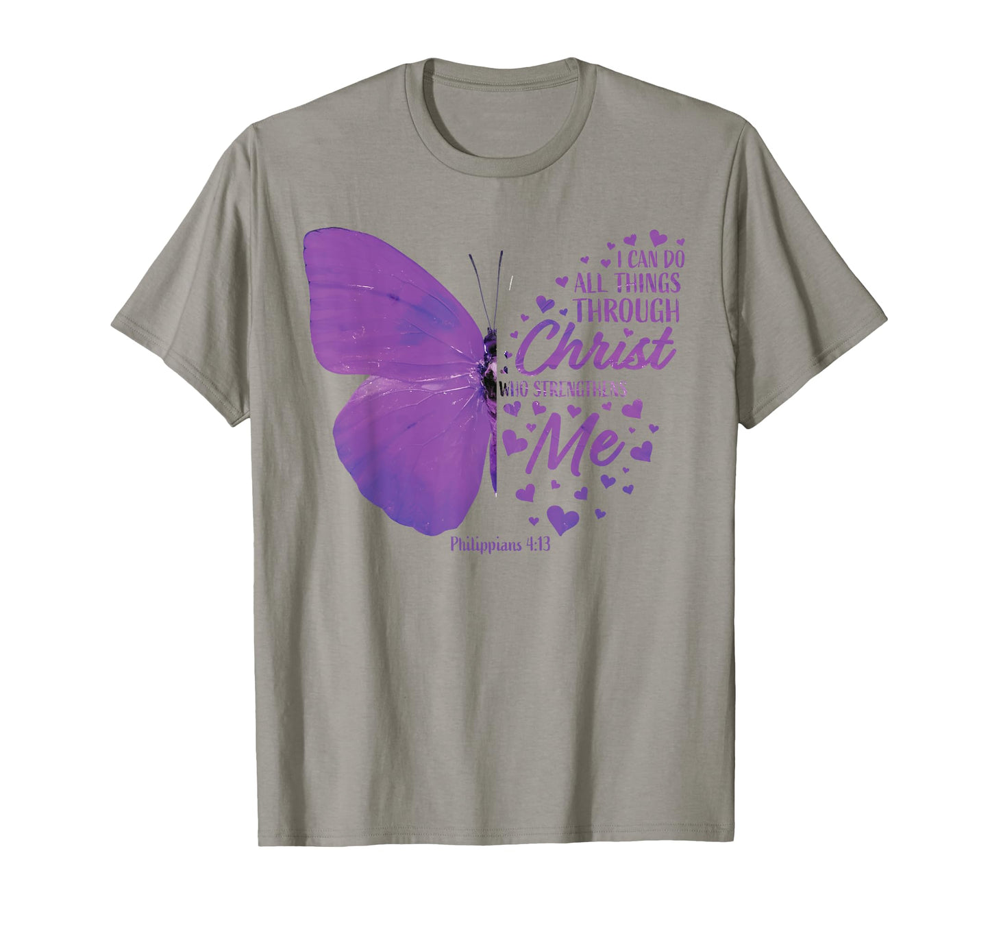 Philippians 4:13 Christian Bible Verse Gifts Women Butterfly T-Shirt