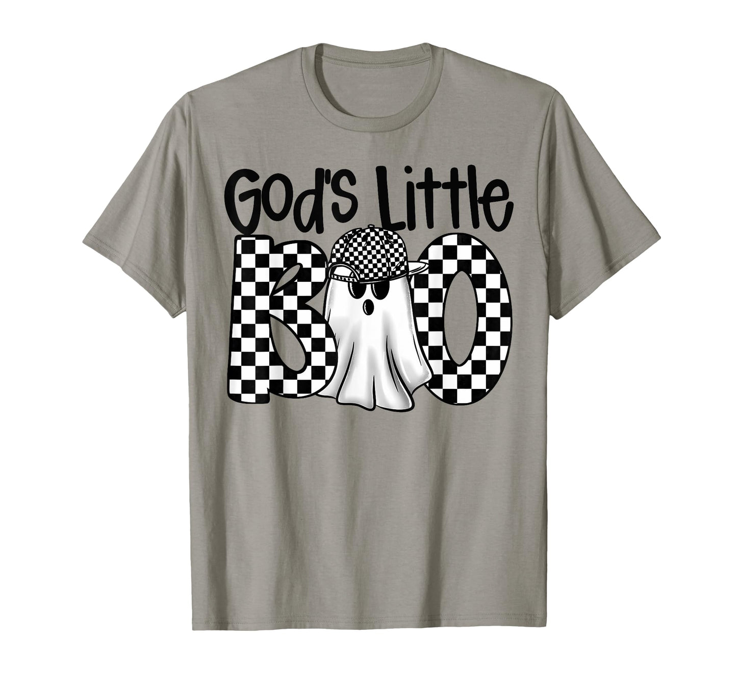 God's Little Boo Checkered Ghost Christian Halloween Boy Kid T-Shirt