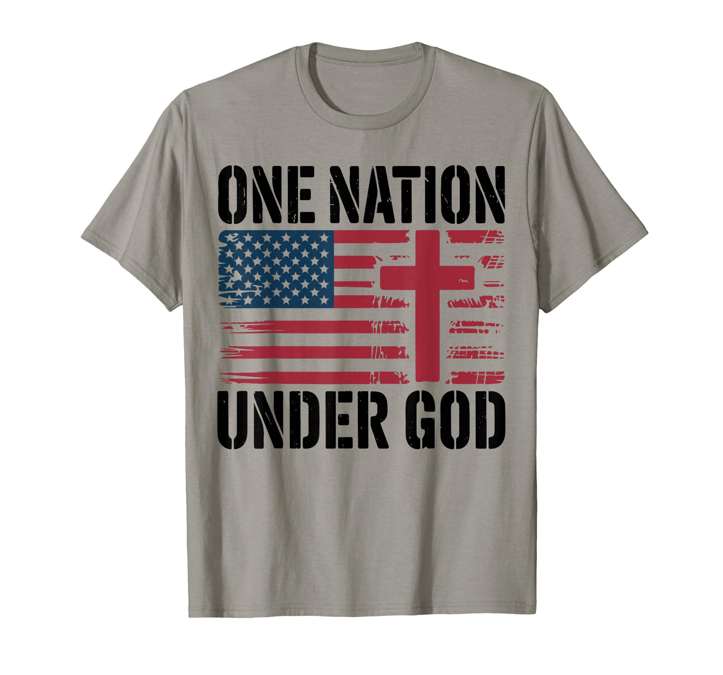 One Nation Under God American Flag Christian Patriotic Cross T-Shirt
