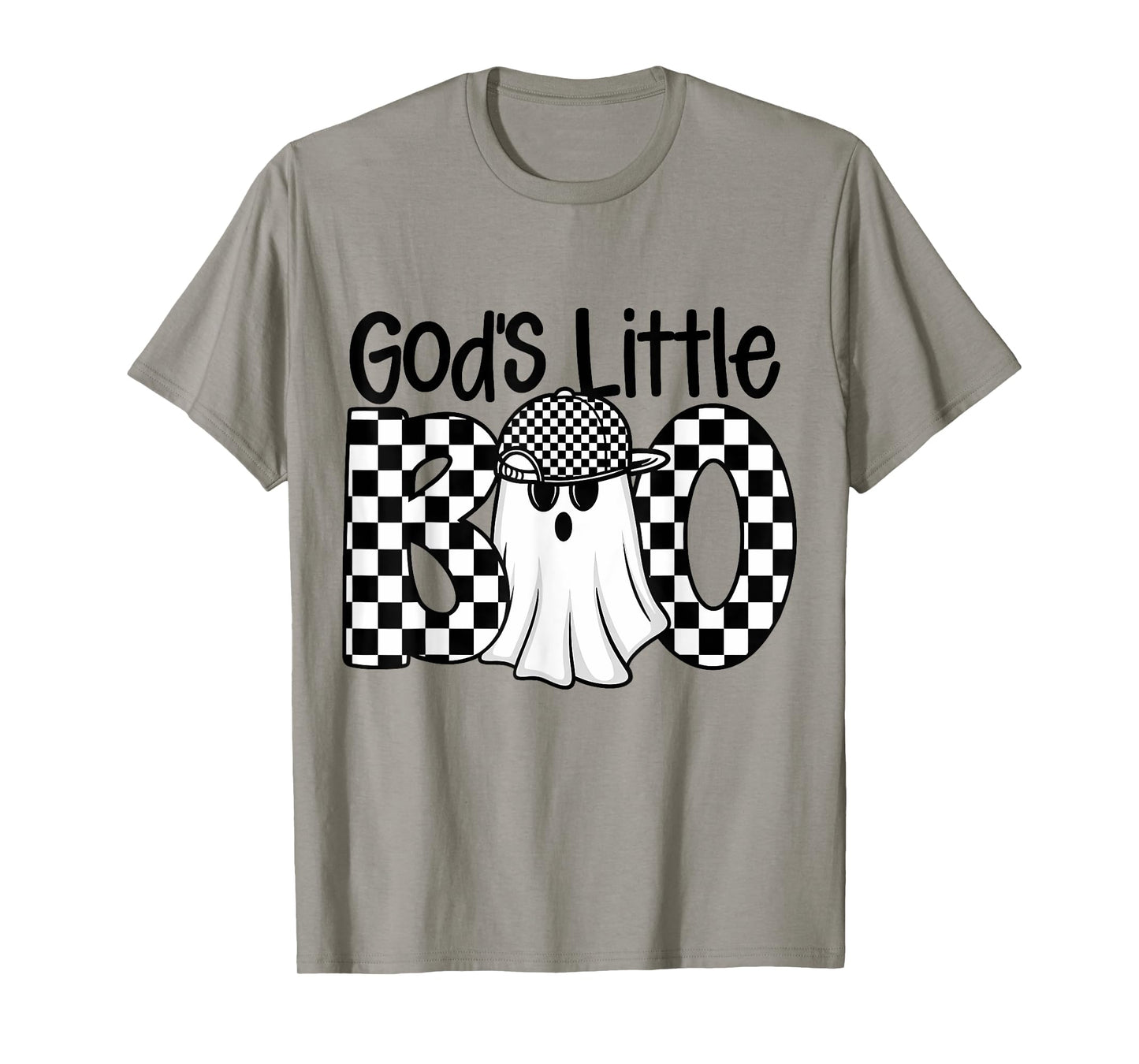Funny Halloween God's Little Boo Ghost Checkered Toddler Boy T-Shirt