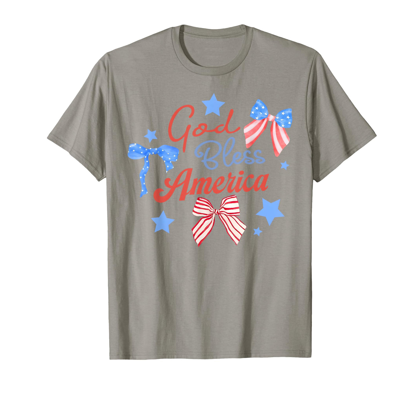 God Bless America Coquette Bow 4th July Christian Patriotic T-Shirt