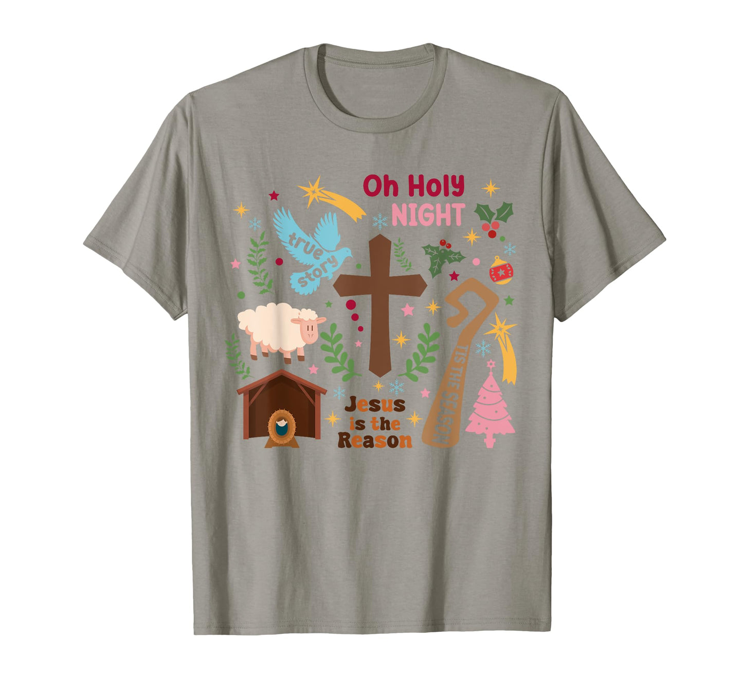 Oh Holy night Jesus is the Reason Christian Christmas Retro T-Shirt