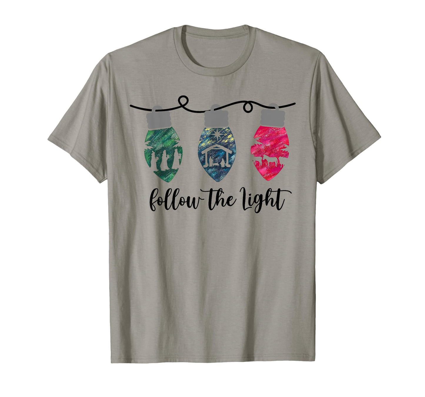 Follow the Light Christ Xmas Light T-Shirt
