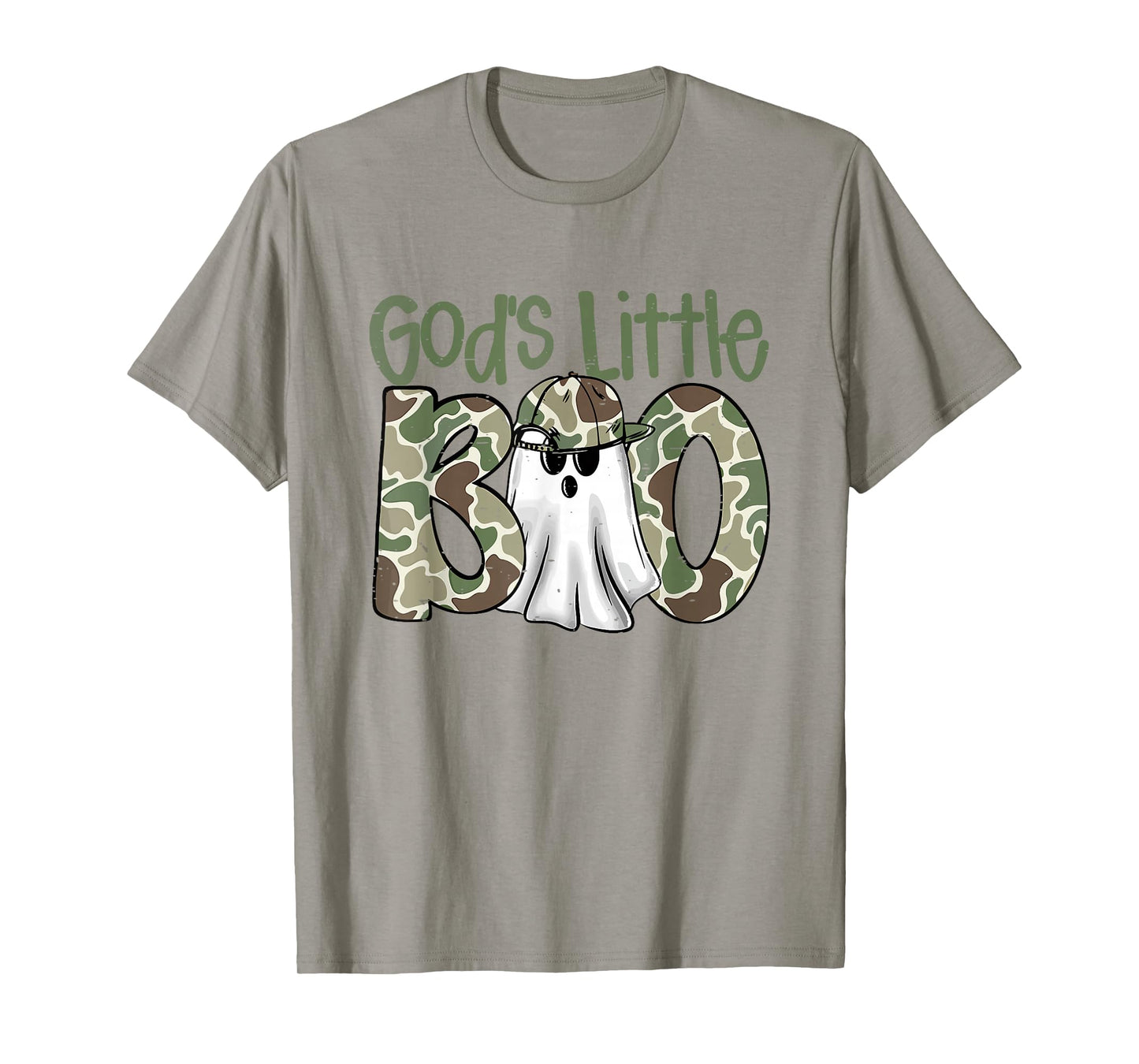 Camo God's Little Boo Ghost Halloween Kids Spooky Season T-Shirt