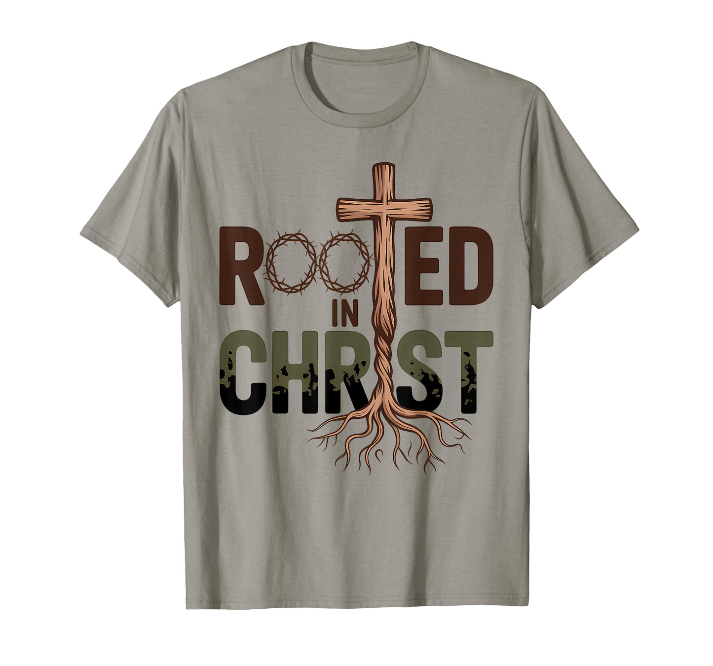 Rooted in Christ Jesus Cross Christian Faith T-Shirt