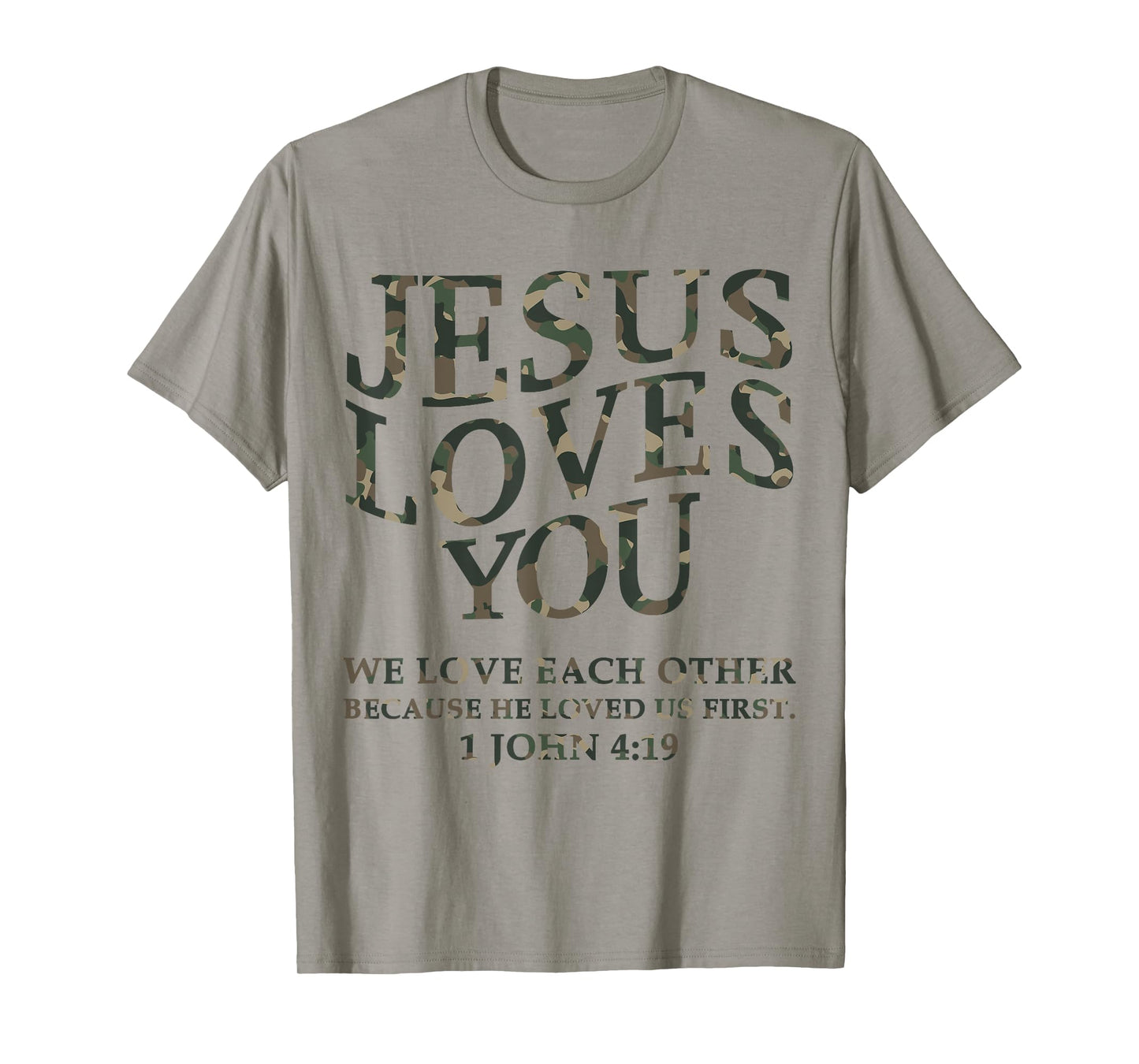 Jesus Loves You Me Camo Christian Youth Men God Son Brother T-Shirt