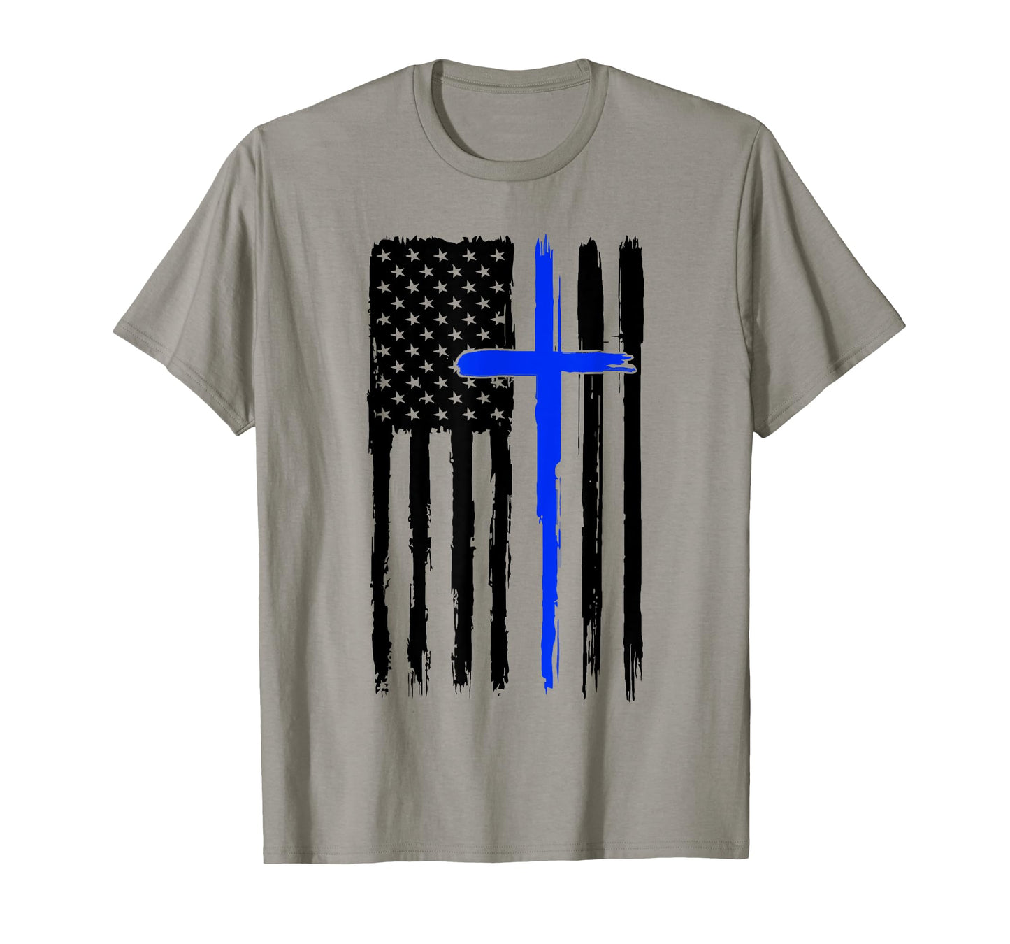 Thin Blue Crossed Line Jesus Christian Police Officer Cop T-Shirt