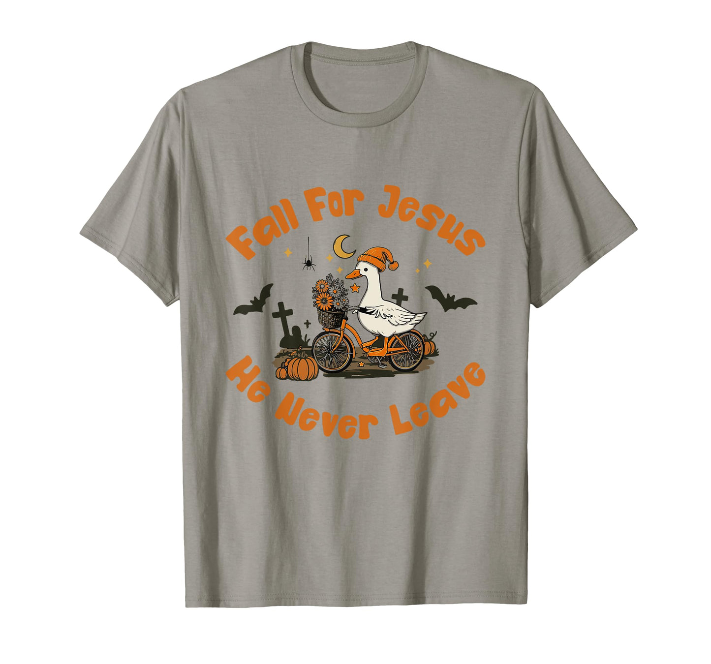 Fall for Jesus He Never Leave Ghost Goose Halloween Christ T-Shirt