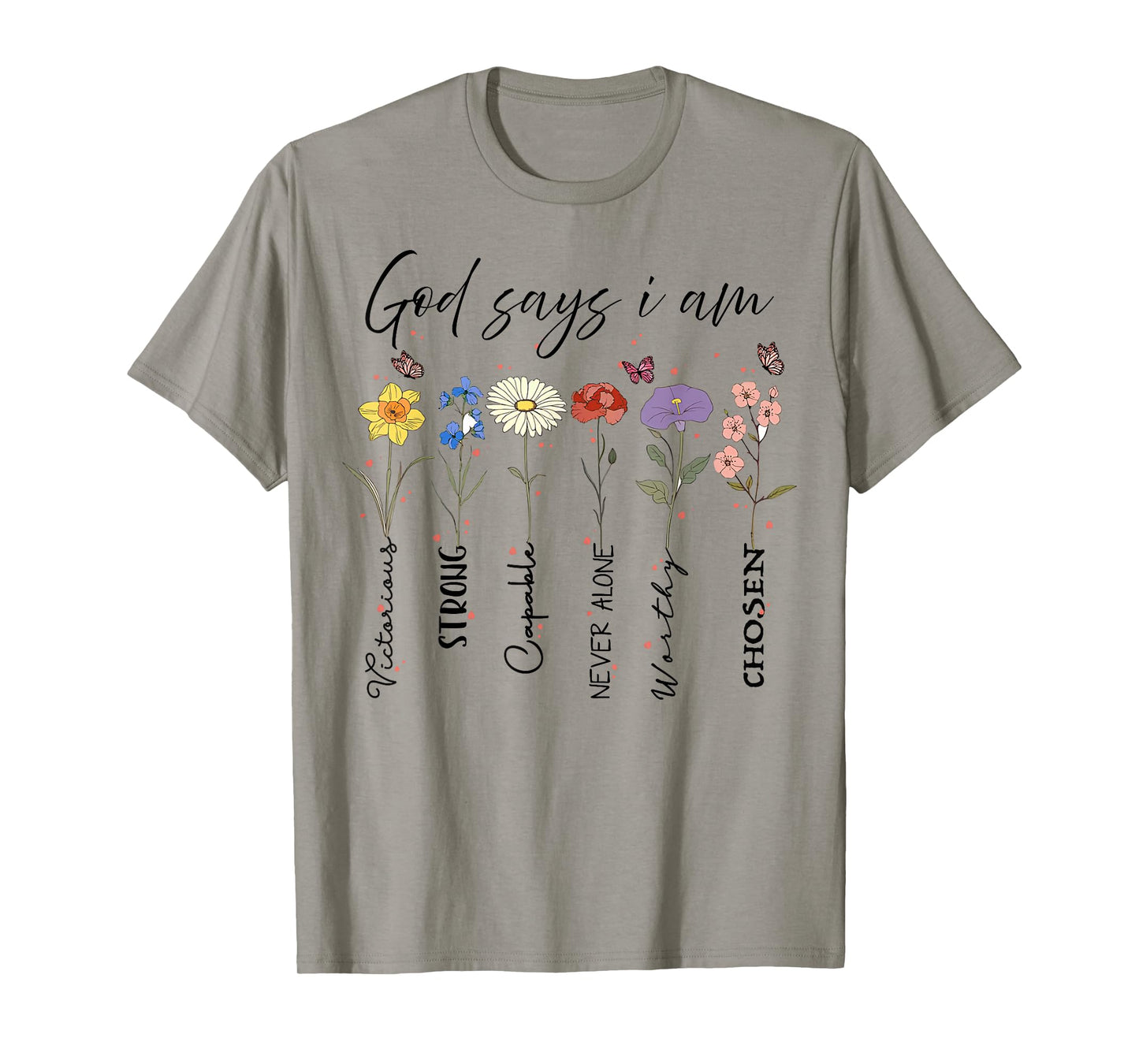 God Says I Am Floral Bible Verse Wildflower Retro Christian T-Shirt