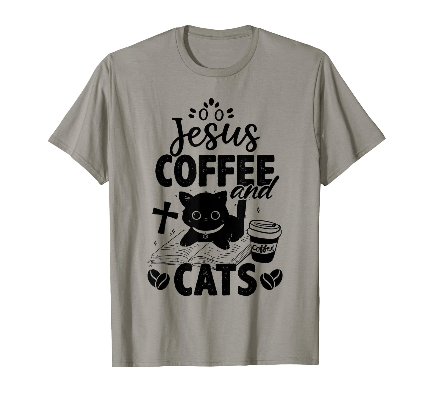 Jesus Coffee and Cats Cute Christian Cat Lover T-Shirt