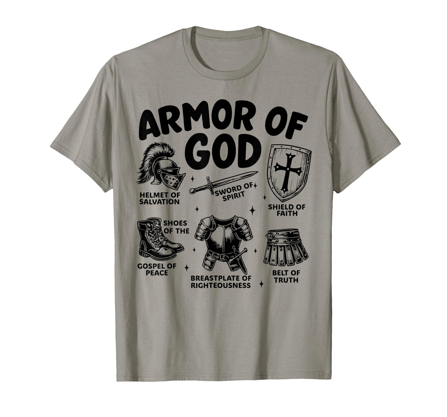 Armor of God Christian Battle Gear Bible Verse Ephesians T-Shirt