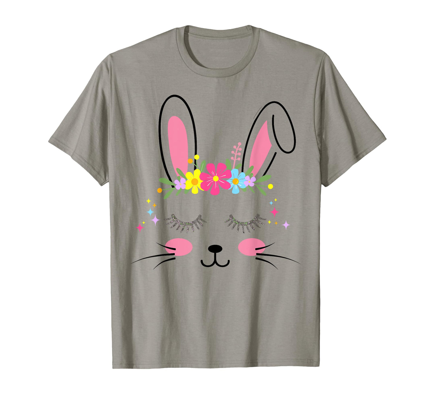 Cute bunny face flowers for easter girls women T-Shirt