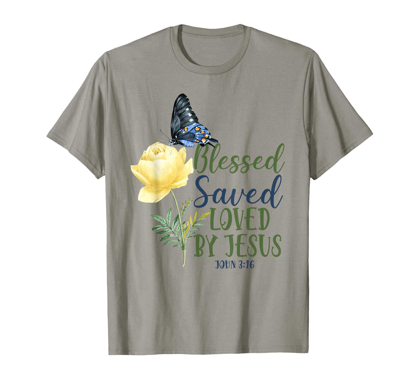 Christian Bible Verse Quote Butterfly Rose Flower John 3:16 T-Shirt