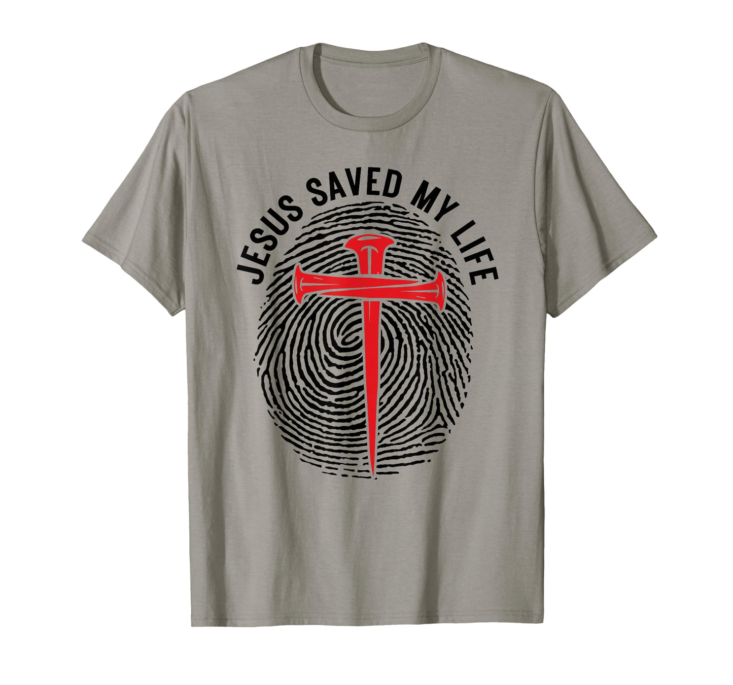 Jesus Saved My Life Fingerprint Cross Christian Men Women T-Shirt