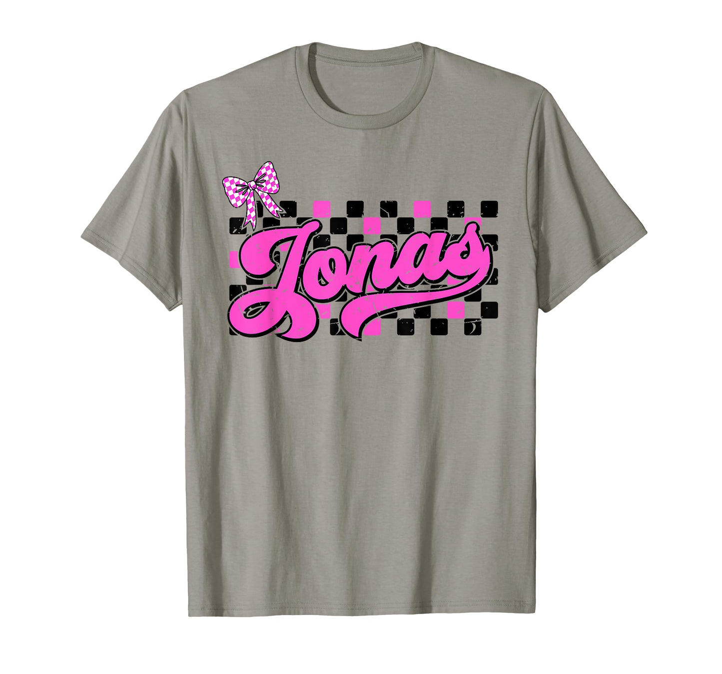 Jonas Checkered First Name I Love Jonas 80's Vintage Bow T-Shirt