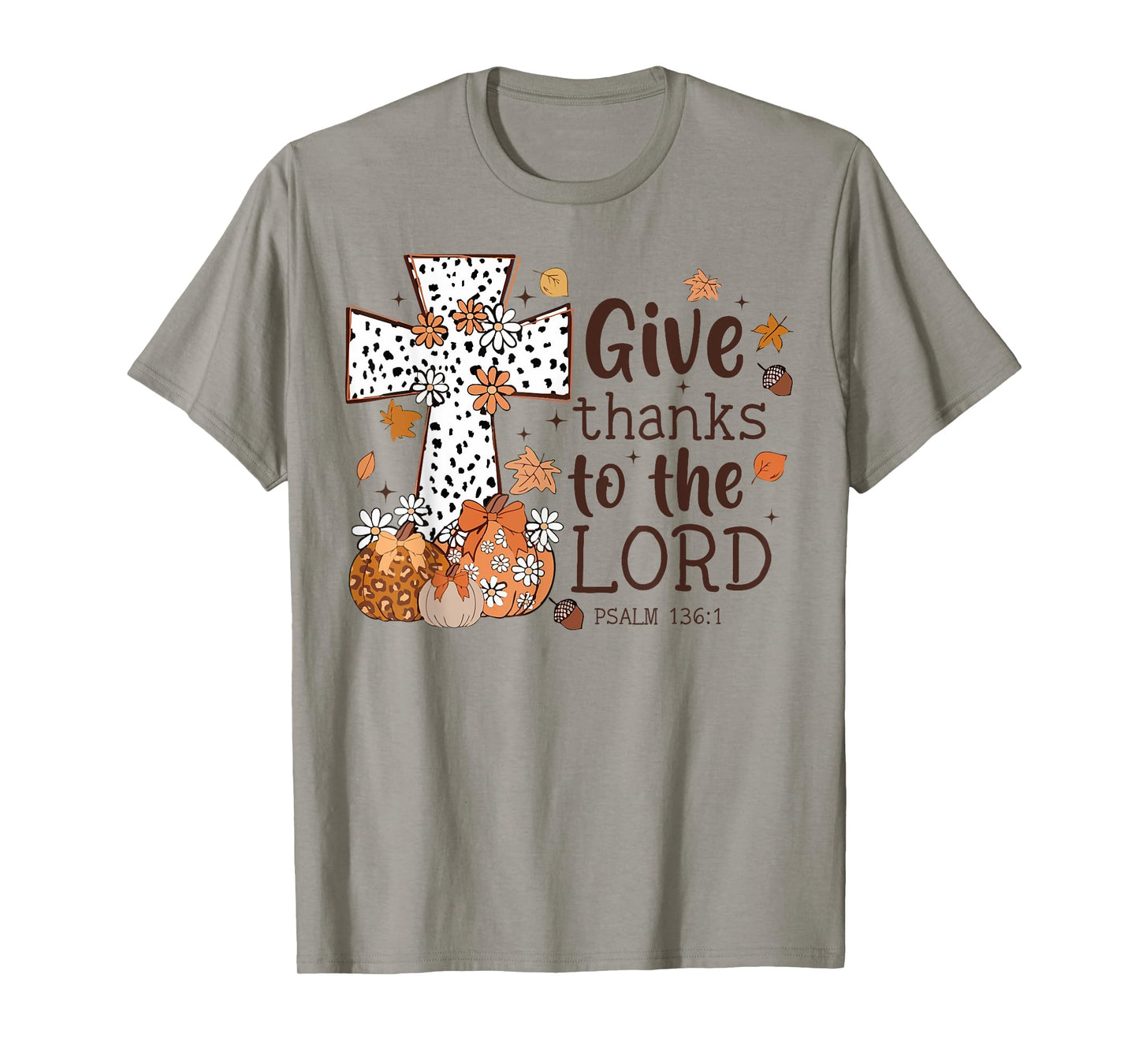 Give Thanks To The Lord Fall Cross Christian Thanksgiving T-Shirt