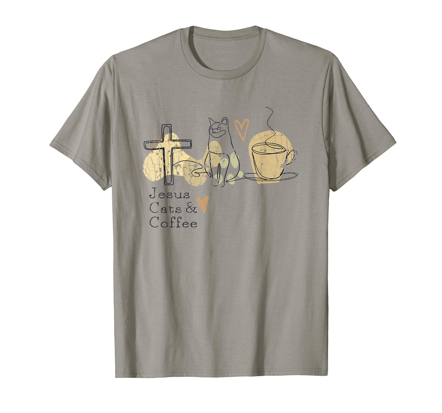 Jesus Cats And Coffee Minimalist Graphic Design T-Shirt
