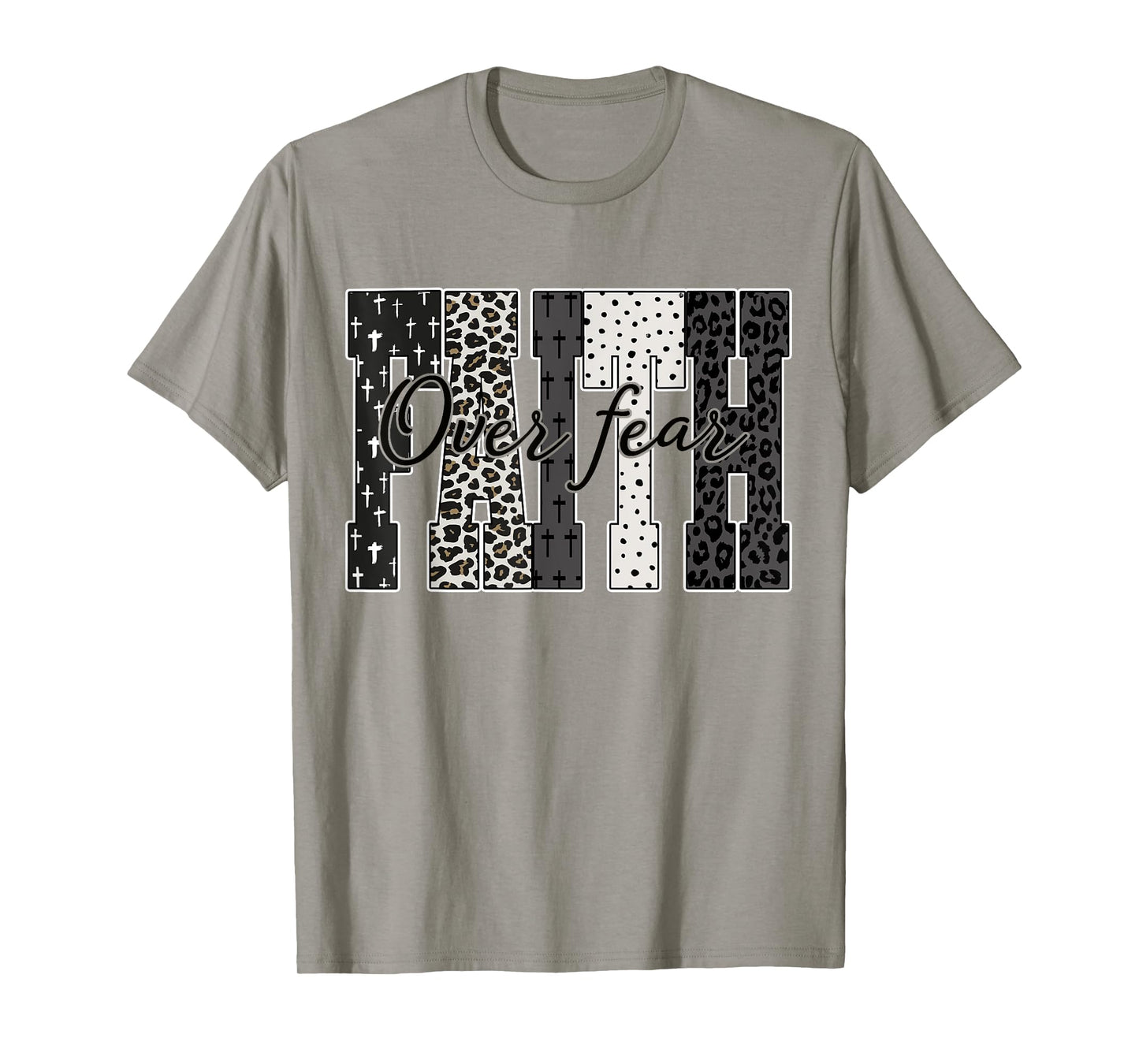 Faith Over Fear Leopard Bible Jesus Christian Bible Verse T-Shirt
