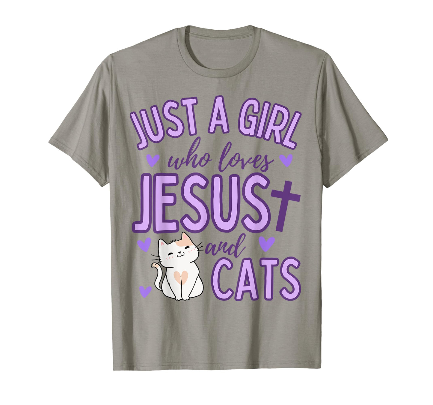Just A Girl Who Loves Jesus and Cats Christian Funny Cute T-Shirt