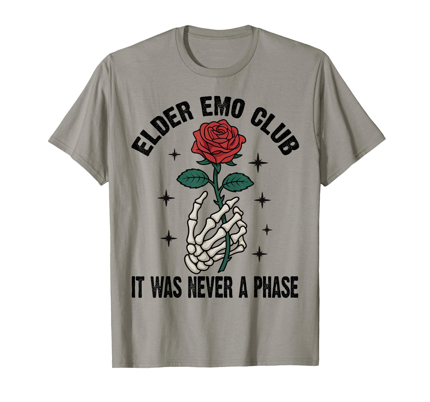 Elder Emo Club It was Never A Phase Skeleton Rose Gothic T-Shirt