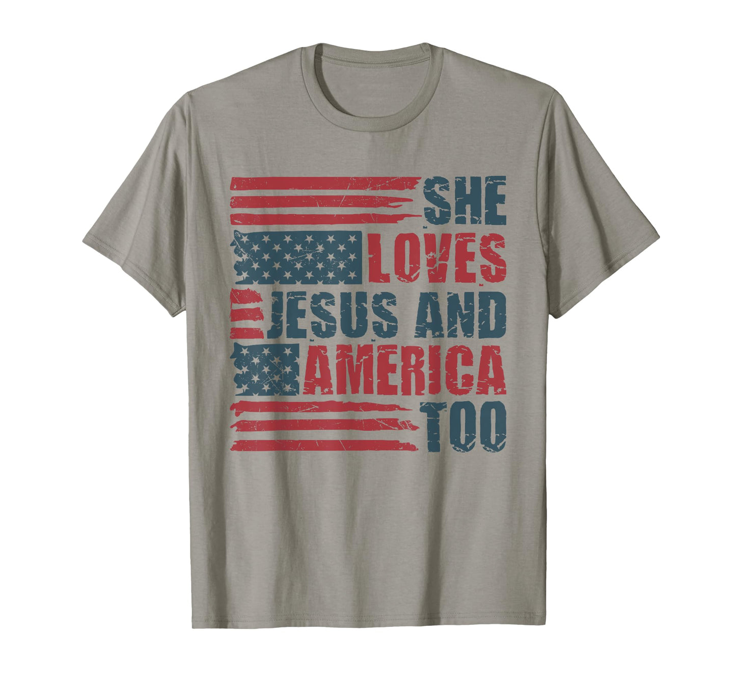 She Loves Jesus And America Too 4th Of July Patriotic Retro T-Shirt