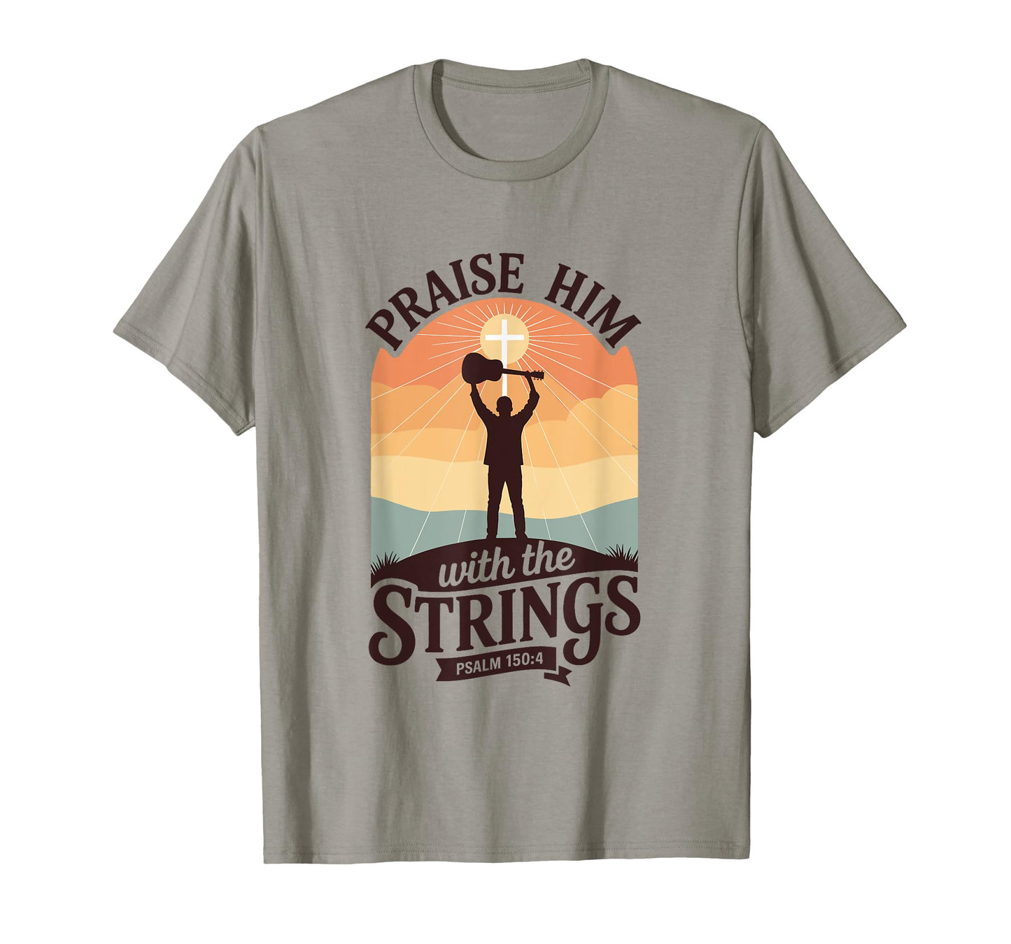 Praise Him with The Strings Bible Psalm Christian Guitar T-Shirt