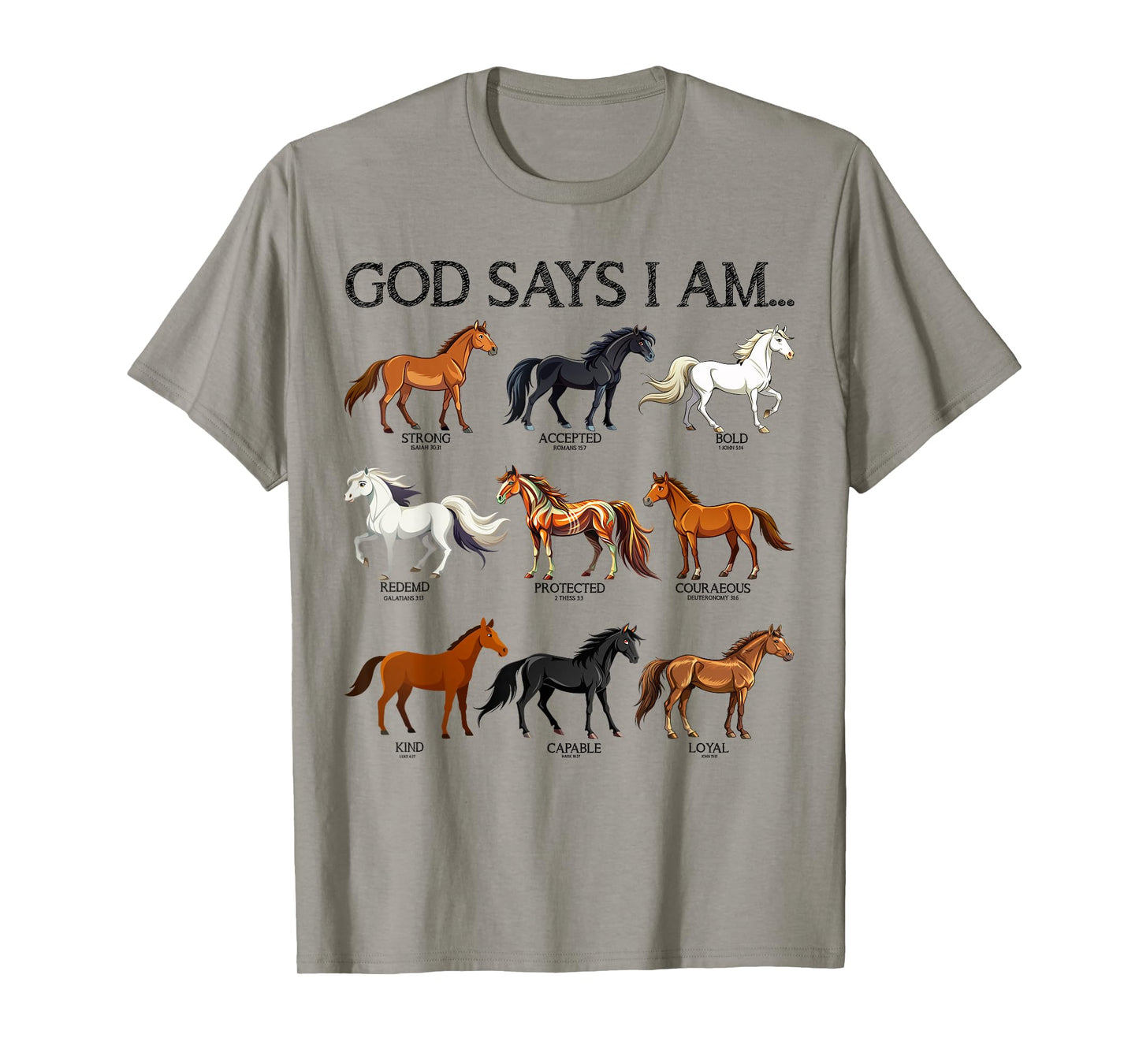 Horses God Says I Am Cute Christian Teen Girl Jesus Love You T-Shirt