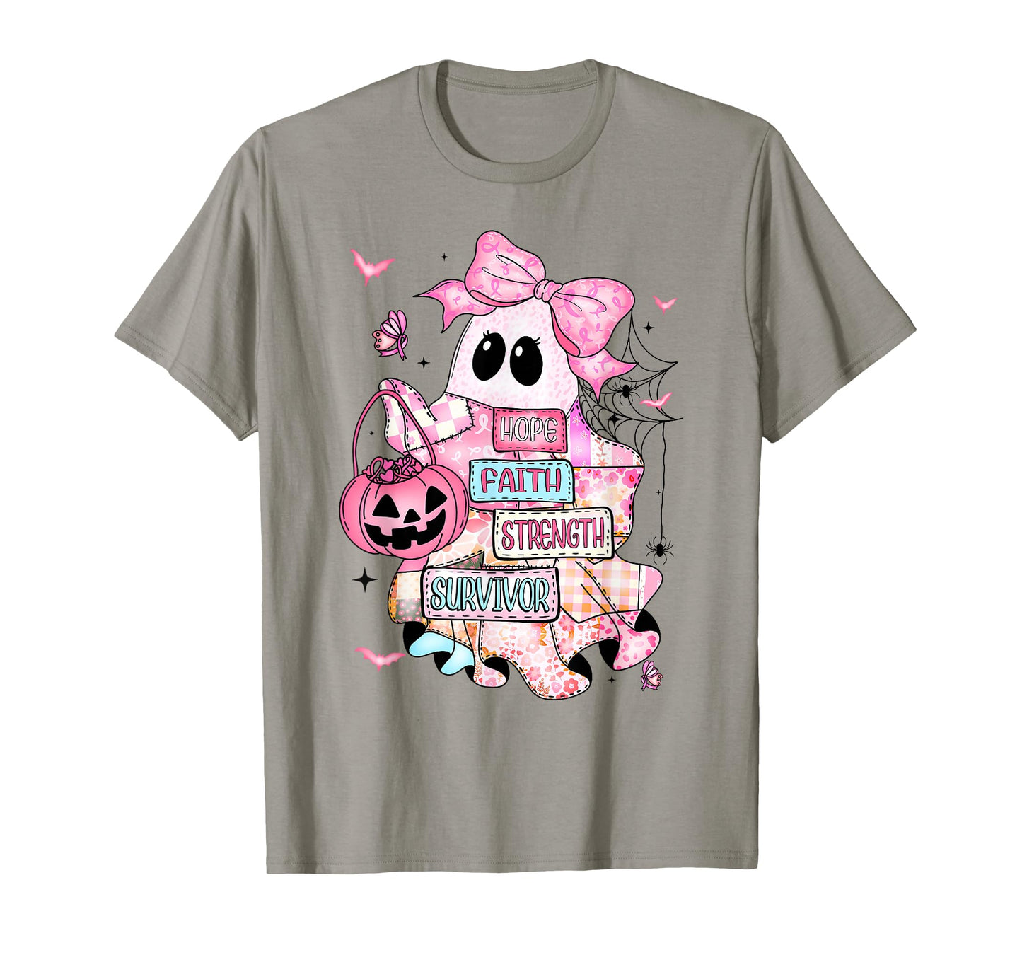 Breast Cancer Awareness Ghost Hope Faith Strength Survivor T-Shirt