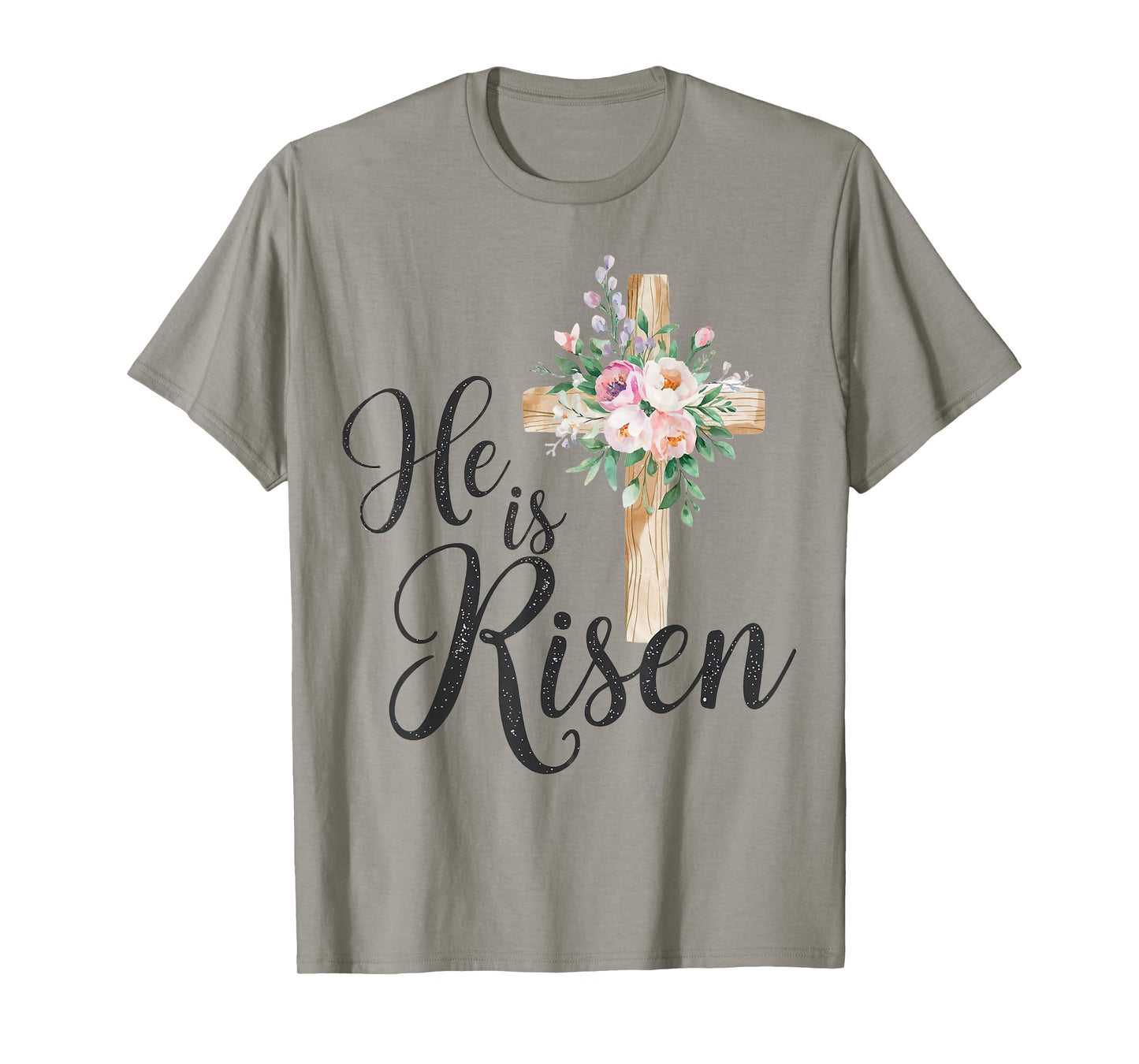 He is risen floral cross for christian easter girls women T-Shirt
