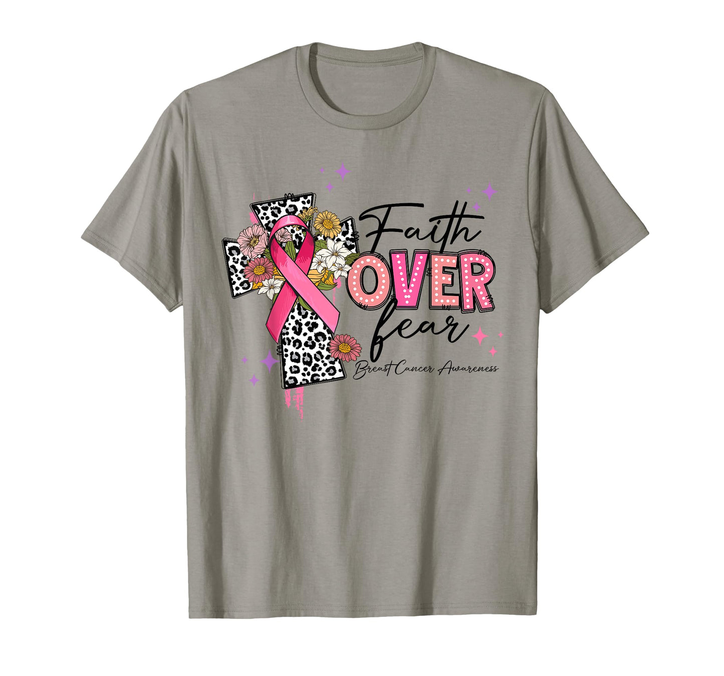 Faith Over Fear Breast Cancer Awareness Christian Religious T-Shirt