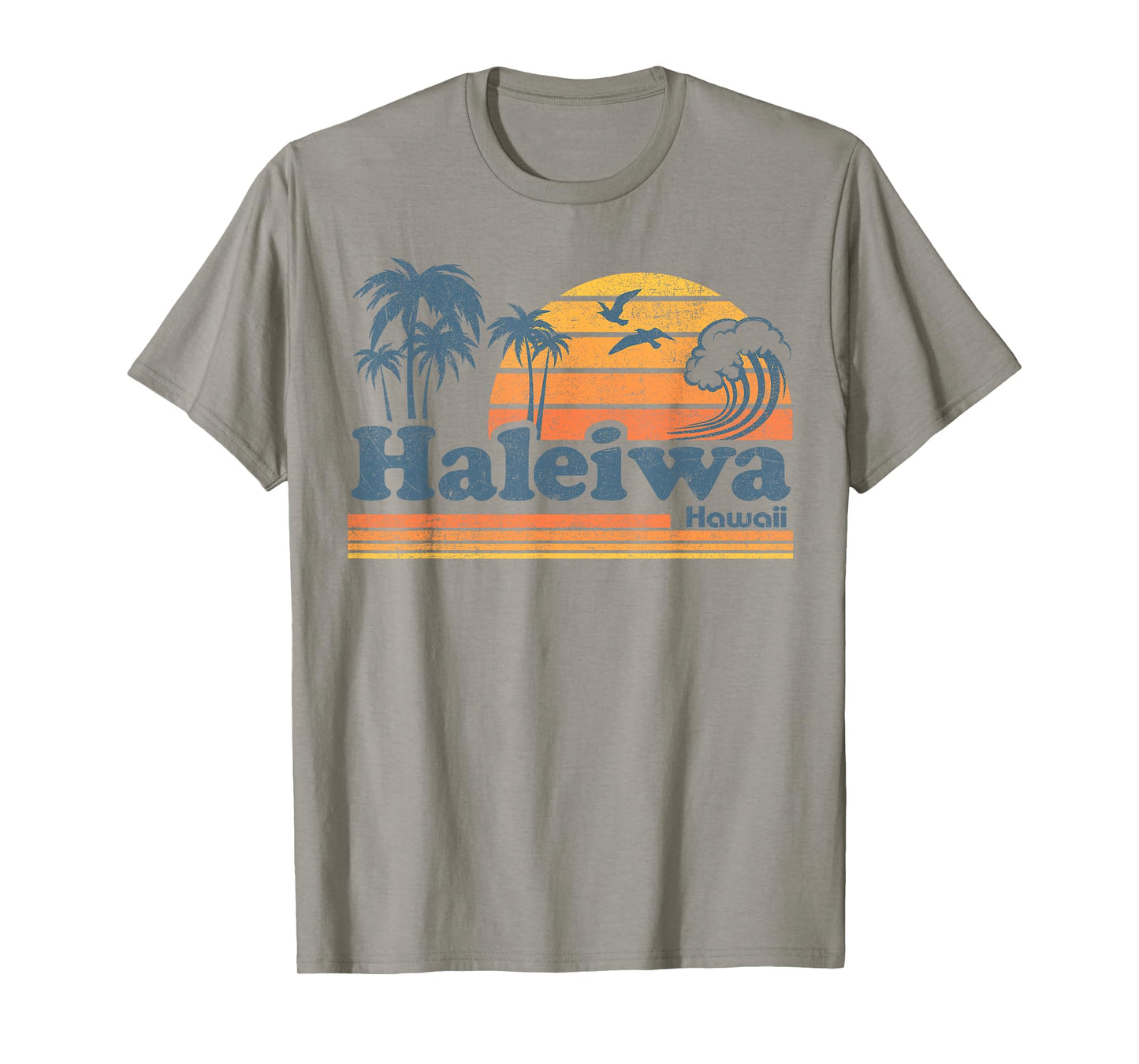 Haleiwa Oahu Hawaii Vintage Beach Surfing 70s Retro Hawaiian T-Shirt