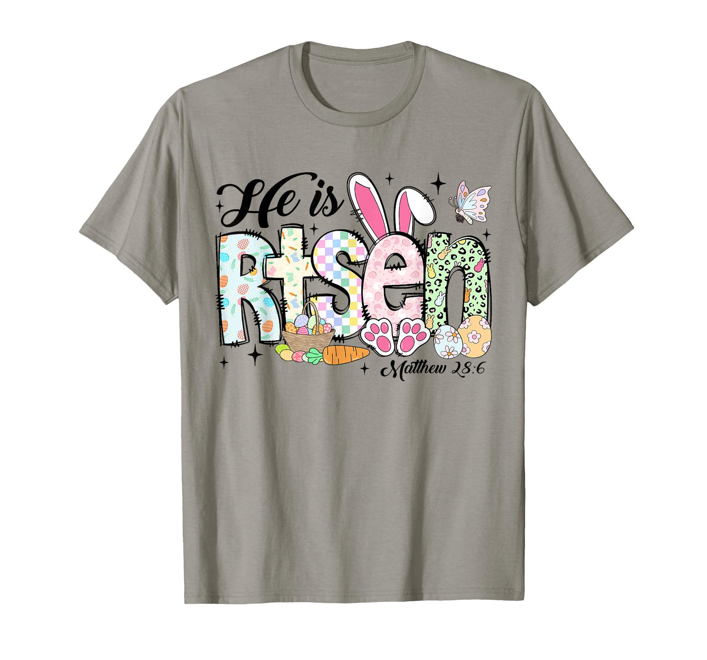 He is Risen Jesus Christian Happy Easter Kids Women Girls T-Shirt
