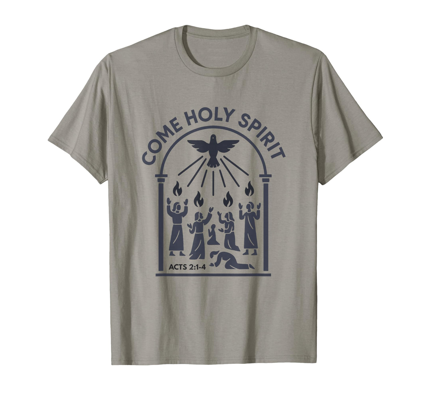 Come Holy Spirit Acts 2 Flames of Fire Modern Flat Christian T-Shirt