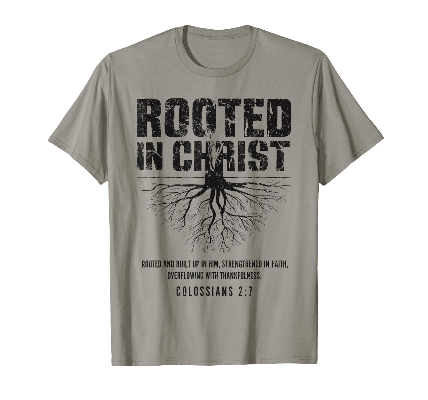Rooted in Christ Christian Grunge Bible Verse Colossians T-Shirt