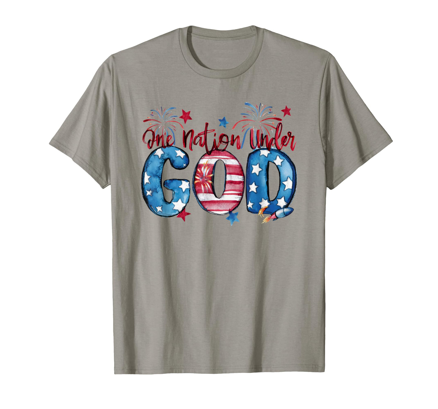 One Nation Under God, American, Happy Christian Woman T-Shirt